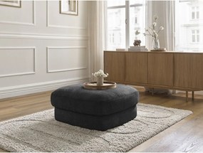 Taburet negru cu tapițerie din chenille Leonore – Bobochic Paris