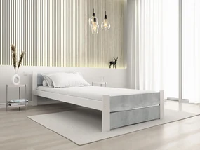 Pat IKAROS DOUBLE 90 x 200 cm, beton/alba Saltele: Cu saltele Coco Maxi 20 cm, Somiera pat: Cu lamele drepte