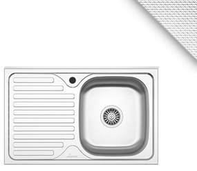 Chiuveta Sanobi, 1 Cuva dreapta, Inox texturat, pe masca, 80 x 50 cm