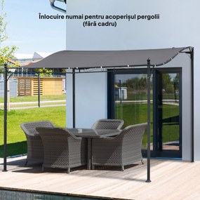Outsunny Copertină de Rezervă pentru Pergolă cu 16 Orificii de Scurgere, Cârlige şi Inele, 297x 297 cm, Gri Închis | Aosom Romania