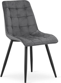 Scaun de masa SPLIT VELVET cu picioare negre, gri inchis