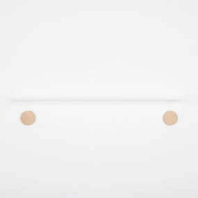 Raft de perete din oțel și detalii din lemn de stejar, cu 2 cârlige Gazzda Hook, lungime 70 cm, alb