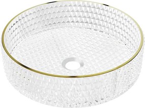 Mexen Aura lavoar pe blat din sticlă 39 x 39 cm, transparent/auriu - 24013905