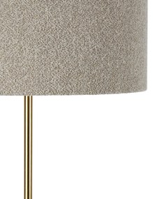 Lampa de podea moderna alama cu abajur boucle taupe 50cm - Kaso