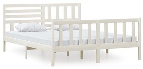 3101164 vidaXL Cadru de pat, alb, 160x200 cm, lemn masiv