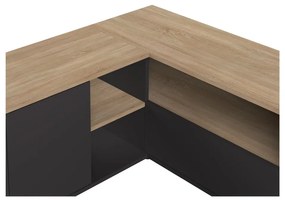 Comodă TV negru-natural cu aspect de lemn de stejar 90x45 cm Angle – TemaHome