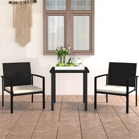 3065705 vidaXL Set de mobilier de grădină, 3 piese, negru, poliratan