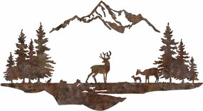 Decoratiune perete RUSTY LANDSCAPE 1, maro, metal, 70x38 cm