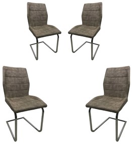 Set 4 scaune dining MF WILTON, textil imitatie piele, cadru metalic, gri