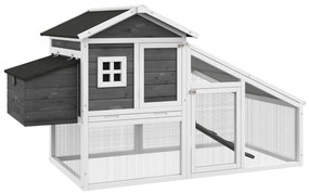 PawHut Cusca pentru Gaini Outoare sau Rate, Cotet Prefabricat din Lemn de Brad cu Acoperis Impermeabil, 178x95x100 cm, Gri