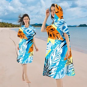 Set de plaja SUMMER FRESH – prosop 100×180 cm si poncho 80×145 cm, colorat