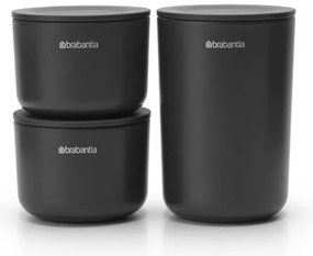 Set recipiente depozitare Brabantia ReNew 1004183, 3 piese, Baza moale anti-alunecare, Gri inchis