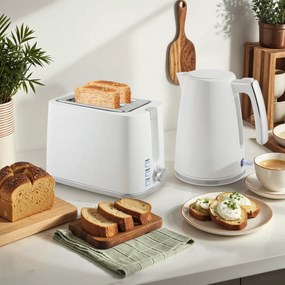 HOMCOM Set Fierbător Electric 2200W 1.7L și Prăjitor Dublu 7 Nivele Alb | Aosom Romania