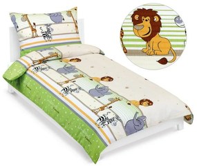 Lenjerie de pat pentru copii Bellatex creponatăSafari verde, 140 x 200, 70 x 90 cm