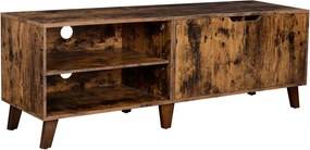 Comoda TV, Vasagle, 140 x 40 x 45 cm, PAL/lemn masiv, maro rustic