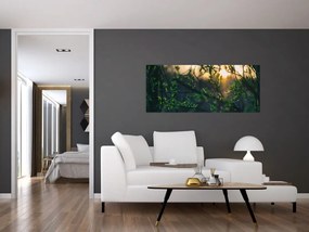 Tablou - Soarele strălucind printre crengile copacilor (120x50 cm)