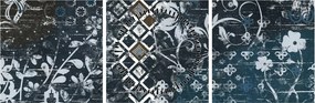 Tablou - Decorațiuni flori (cu ceas) (90x30 cm)