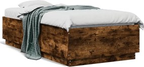 vidaXL Cadru de pat, stejar fumuriu, 90x190 cm, lemn prelucrat
