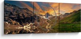 Tablou - Oglindirea în lacul montan (cu ceas) (90x30 cm)