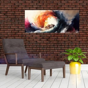 Tablou - În vârtejul potopului, acuarelă (120x50 cm)