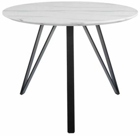 Masă de bucătărie Tetis, 100 cm diametru, marmură / negru