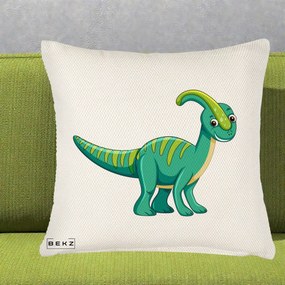 Perna Decorativa Parasaur Verde, 40x40 cm, Crem Reliefat, Husa Detasabila, Perna Inclusa, BEKZ®