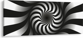 Tablou abstract cu spirala alb neagră (120x50 cm)