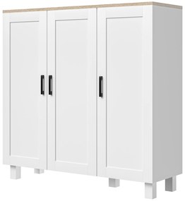 HOMCOM Bufet de sufragerie cu 3 uși și rafturi reglabile pentru Bucătărie Sufragerie Stil Nordic 90x30x90 cm Alb | Aosom Romania