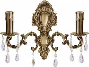 Aplica de perete 2 brate din alama si cristal Venezia
