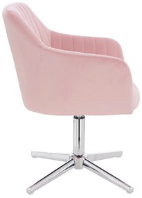 HR190CROSS Scaun Roz Pudra din Catifea cu Bază Cromata