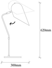 Lampa de birou Elefant 892OPV1122, 62x30 cm, Cadru metalic, Negru/Auriu