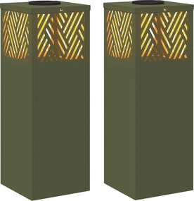 vidaXL Lumină LED Solară pentru Alei 2 pcs Verde măsliniu