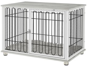 PawHut Cușcă pentru câini canisă pentru câini cu pernă picioare reglabile pentru câini medii până la 20 kg 90 x 58 x 62,5 cm gri | Aosom Romania