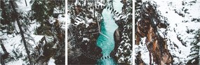 Tablou - râul de munte iarna (cu ceas) (90x30 cm)