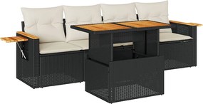 vidaXL Set mobilier de grădină cu perne, 5 piese,poliratan/lemn acacia