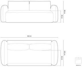 Canapea albastru prăfuit extensibilă/cu spațiu de depozitare cu tapițerie din catifea 262 cm Tonale – Cosmopolitan Design