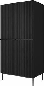Dulap Nicole 100 cm dormitor - negru mat / picioare negre