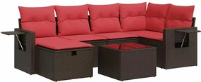 vidaXL Set canapele de grădină cu perne, 7 piese, maro, poliratan