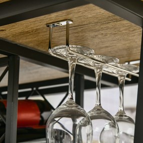HOMCOM Masă de Bar pentru 10 Sticle, Design Modern, PAL și Oțel, 120x60x91 cm, Negru și Lemn, pentru Bucătărie sau Living | Aosom Romania