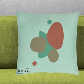 Perna Decorativa Abstract Forme Coral Turcoaz, 40x40 cm, Verde Menta, Husa Detasabila, Perna Inclusa, BEKZ®