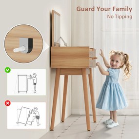 HOMCOM Masă de Toaletă pentru Machiaj cu Oglindă Rabatabilă și Lumini LED, Stație de Machiaj cu 3 Sertare, Compartimente Interne și Picioare din Pin, Masă de Toaletă pentru Dormitor, Modernă, 100x40x87 cm, Culoare Nuc | Aosom Romania