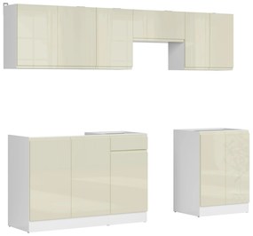 Set mobilier bucătărie 240 cm Junona Line (vanilie lucios + Alb). 1098517