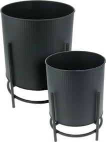 Set de suporturi metalice pentru flori Celano negru, 2 buc.