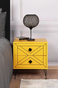 Noptiera Glynn Nightstand, Crem, 40x55x50 cm