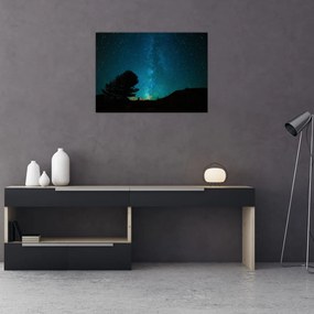 Tablou pe sticlă cu cerul nocturn și stele (70x50 cm)