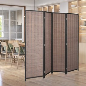HOMCOM Paravan din lemn divizor de cameră cloison de séparation pliabil 4 panouri 180 x 180 cm maro | Aosom Romania
