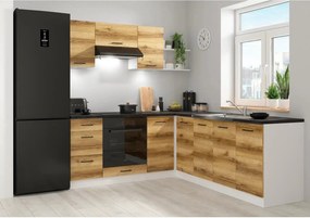 Set bucatarie JUNONA LINE, stejar delano/alb, PAL, 200x220 cm, cu blat