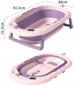 Cada de baie pliabilă pentru copii VAIANA PREMIUM cu pernă și suport - mai multe culori Violet