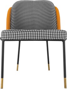 Scaun de luat masa, model alb-negru / piele ecologică camel, KIRNA