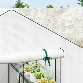 Outsunny Sera de grădină 3 m² cu rafturi 3 niveluri, PE renforcée 135 g/m² anti-UV, ușă rulabilă și ferestre din plasă | Aosom Romania